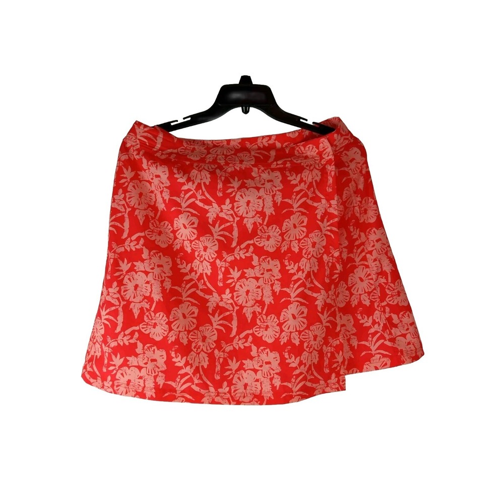 RIP SKIRT Hawaii Darling Red Floral Print True Wrap Mini Skirt Size Large